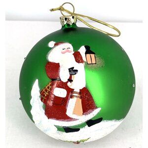 Santa Round Ball Christmas Tree Ornament 2006 Hand Painted 5"